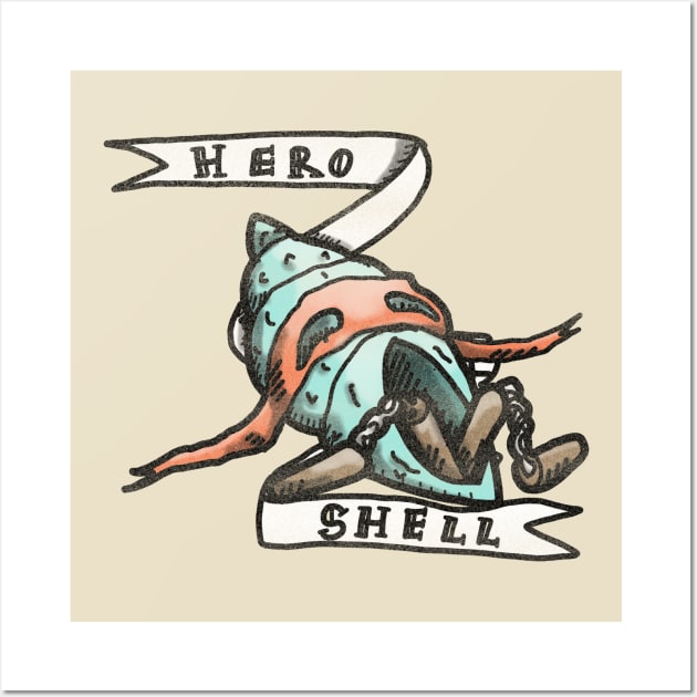 Hero shell! - vintage 90s shirt - parody super hero design Wall Art by DopamineDumpster